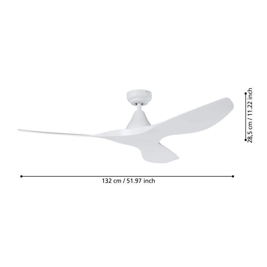 Eglo - Stropni ventilator Ø 132 cm, bijela + daljinski upravljač