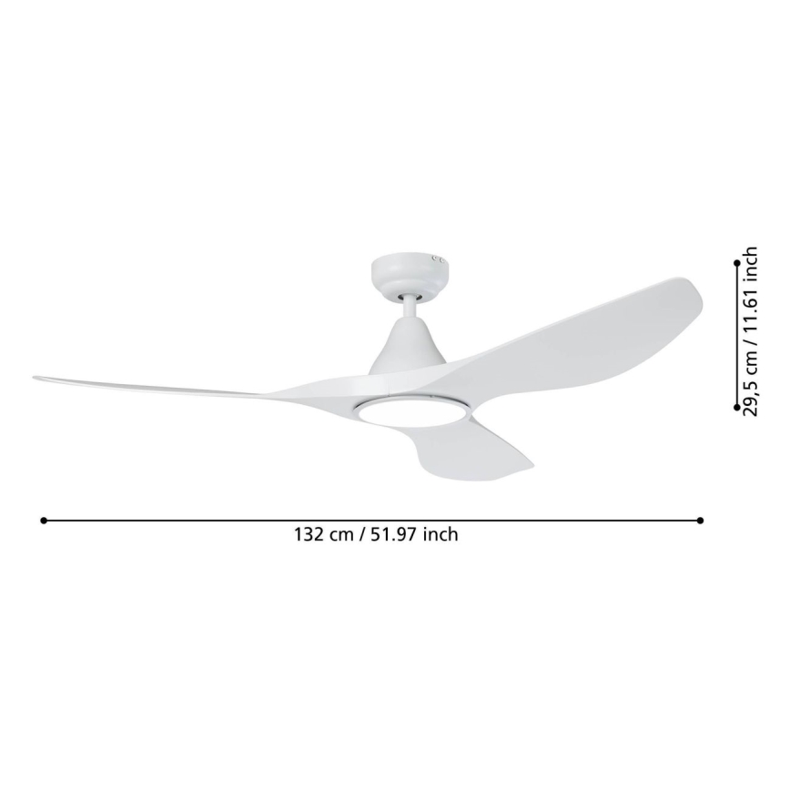 Eglo - LED stropni ventilator LED/19W/230V promjer 132 cm bijeli + daljinski upravljač
