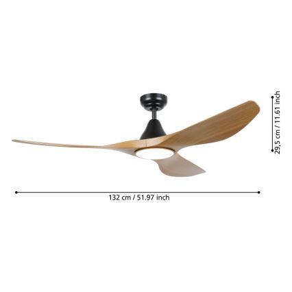 Eglo - LED stropni ventilator LED/19W/230V 3000/4000/5000K promjer 132 cm smeđi + daljinski upravljač