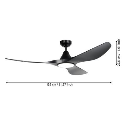 Eglo - LED stropni ventilator LED/20W/230V 3000/4000/5000K Ø 132 cm crna + daljinski upravljač