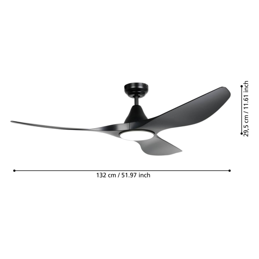 Eglo - LED stropni ventilator LED/20W/230V 3000/4000/5000K Ø 132 cm crna + daljinski upravljač