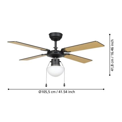 Eglo - Stropni ventilator 1xE27/60W/230V crna