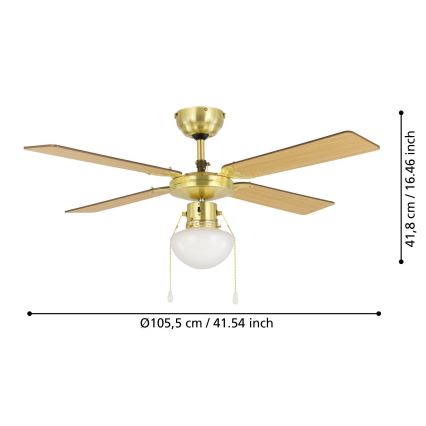 Eglo - Stropni ventilator 1xE27/60W/230V zlatna