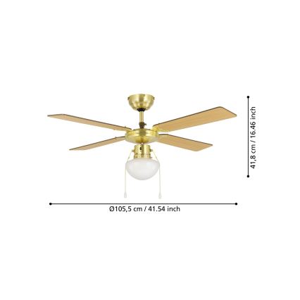 Eglo - Stropni ventilator 1xE27/60W/230V zlatna
