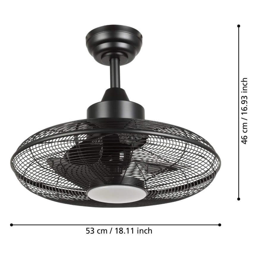 Eglo - LED stropni ventilator 15W/230V, 3000/4000/5000K, promjer 53 cm, crne boje + daljinski upravljač