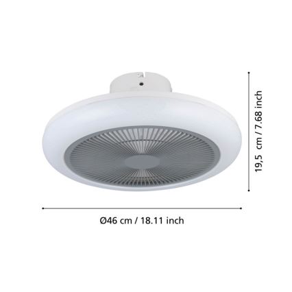 Eglo - LED Prigušivi stropni ventilator LED/25,5W/230V siva + daljinski upravljač