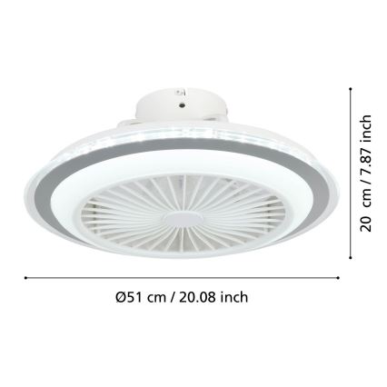 Eglo - LED Prigušivi stropni ventilator LED/25,5W/230V bijela/siva 2700-6500K + daljinski upravljač