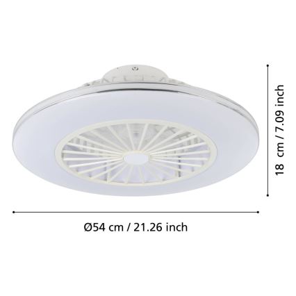 Eglo - prigušivi LED stropni ventilator 3xLED/12,6W/230V promjer 55 cm bijela + daljinski upravljač
