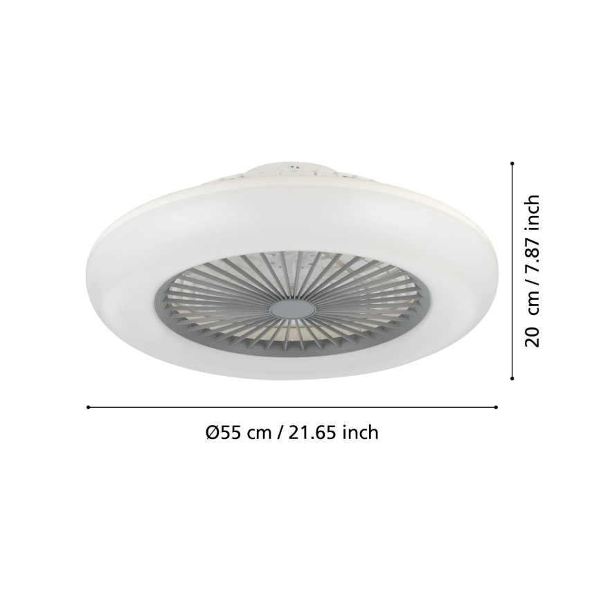 Eglo - LED stropni ventilator s mogućnošću prigušivanja 3xLED/12,6W/230V 2700-6500K promjer 55 cm siva + daljinski upravljač