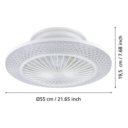 Eglo - LED stropni ventilator s mogućnošću prigušivanja 3x LED/12,6W/230V 2700-6500K Ø 55 cm bijela + daljinski upravljač