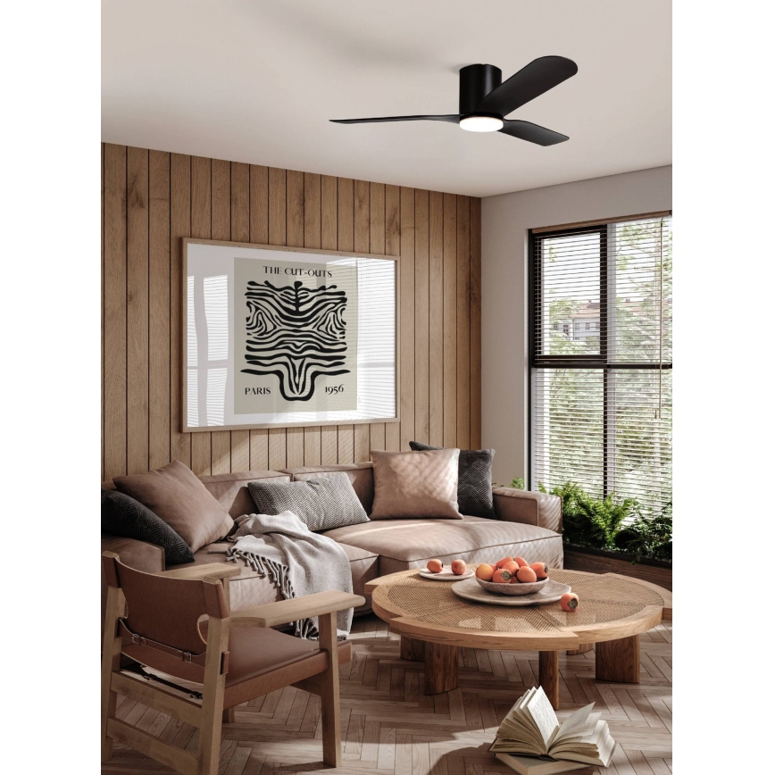 Eglo - LED prigušivi stropni ventilator LED/17W/230V 3000/4000/5000K Ø 132 cm crni + daljinski upravljač