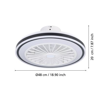 Eglo - LED Prigušivi stropni ventilator LED/25,5W/230V bijela/crna 2700-6500K + daljinski upravljač