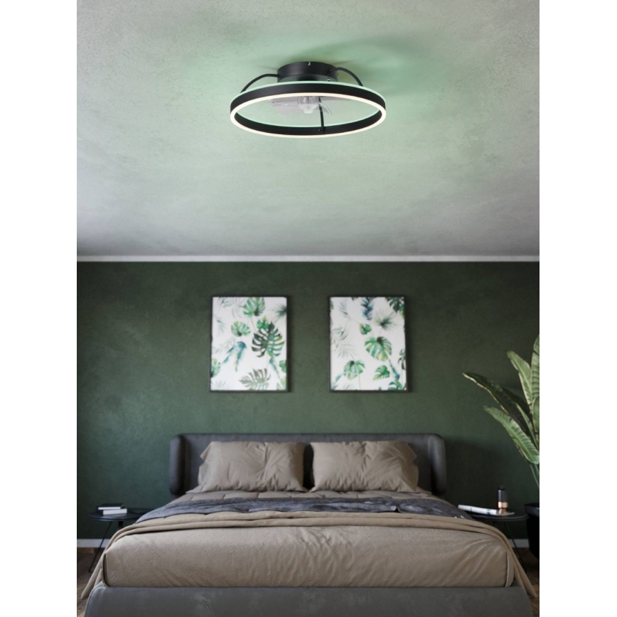 Eglo - LED RGBW stropni ventilator s mogućnošću prigušivanja LED/36W/230V 3000-6500K Ø 50 cm crni + daljinski upravljač
