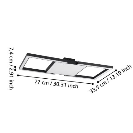 Eglo - LED Prigušiva stropna svjetiljka LED/26,2W/230V 2700-6500K crna + daljinski upravljač