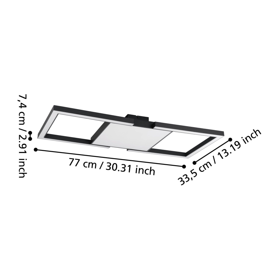 Eglo - LED Prigušiva stropna svjetiljka LED/26,2W/230V 2700-6500K crna + daljinski upravljač