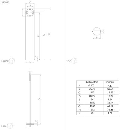 Eglo - LED Prigušiva podna lampa LED/20W/230V 3000K crna
