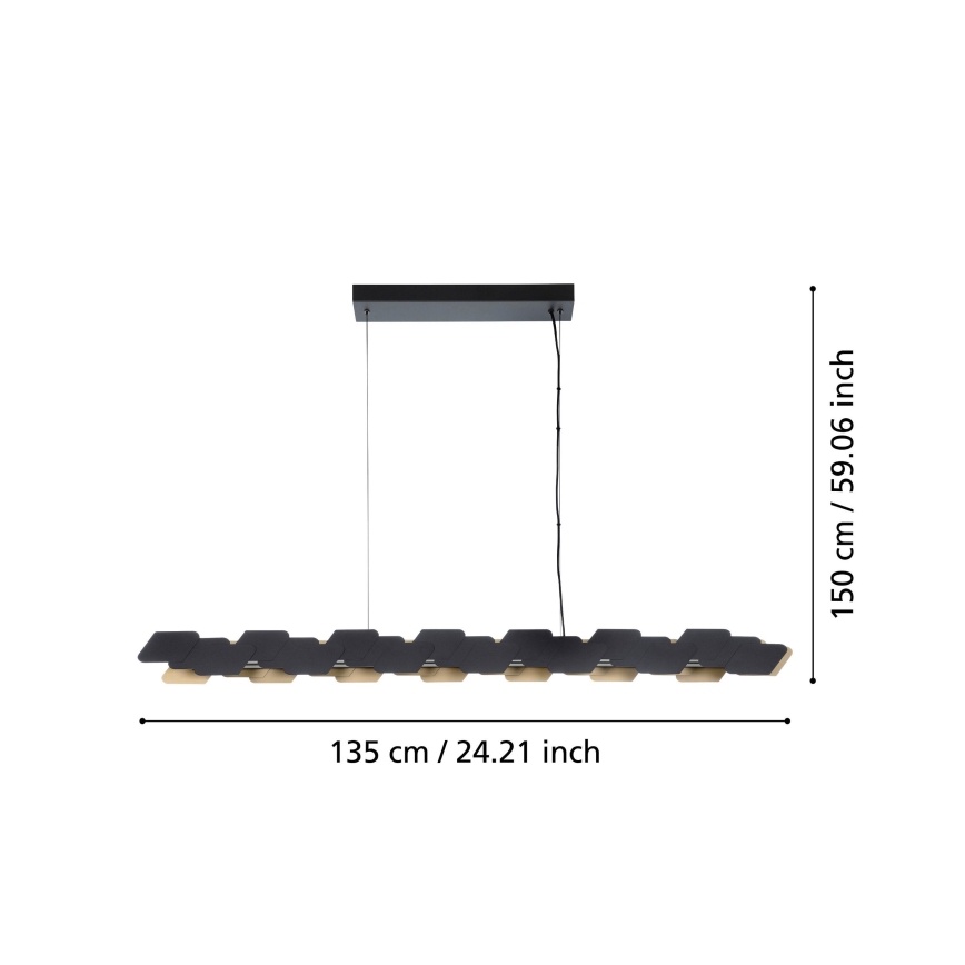 Eglo - LED Prigušivi luster na sajli LED/44W/230V 3000K crna/zlatna