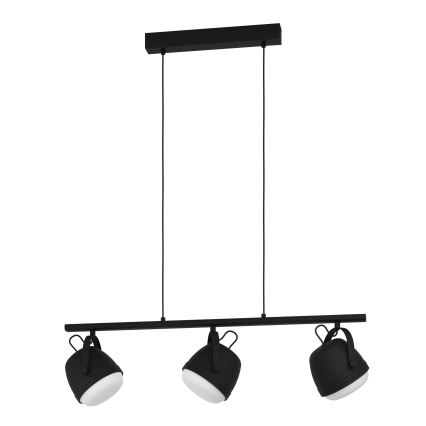 Eglo - Luster na sajli 3xE27/28W/230V crna