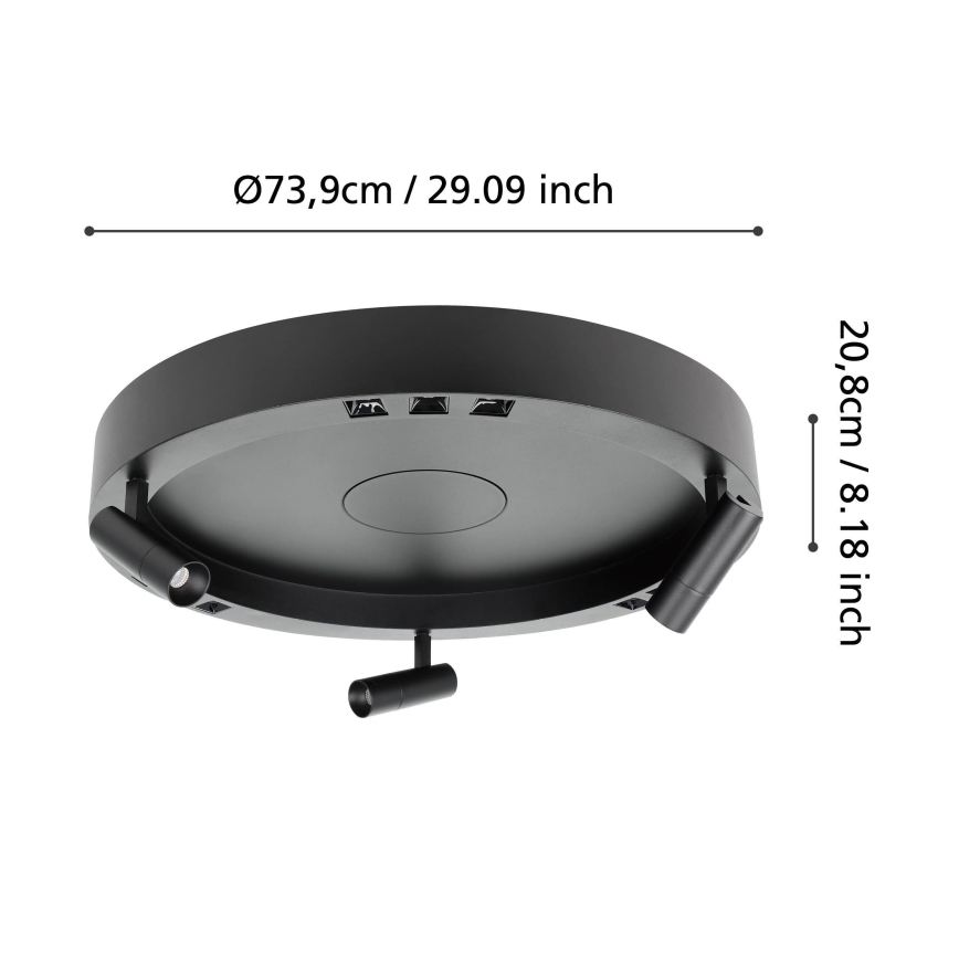 Eglo - LED Prigušiva stropna svjetiljka 3xLED/8W/230V + 3xLED/8,5W 3000K crna + daljinski upravljač