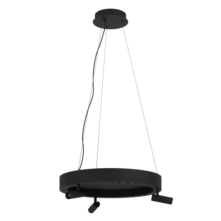 Eglo - LED Prigušivi luster na sajli 3xLED/8W/230V + 3xLED/8,5W 3000K crna + daljinski upravljač