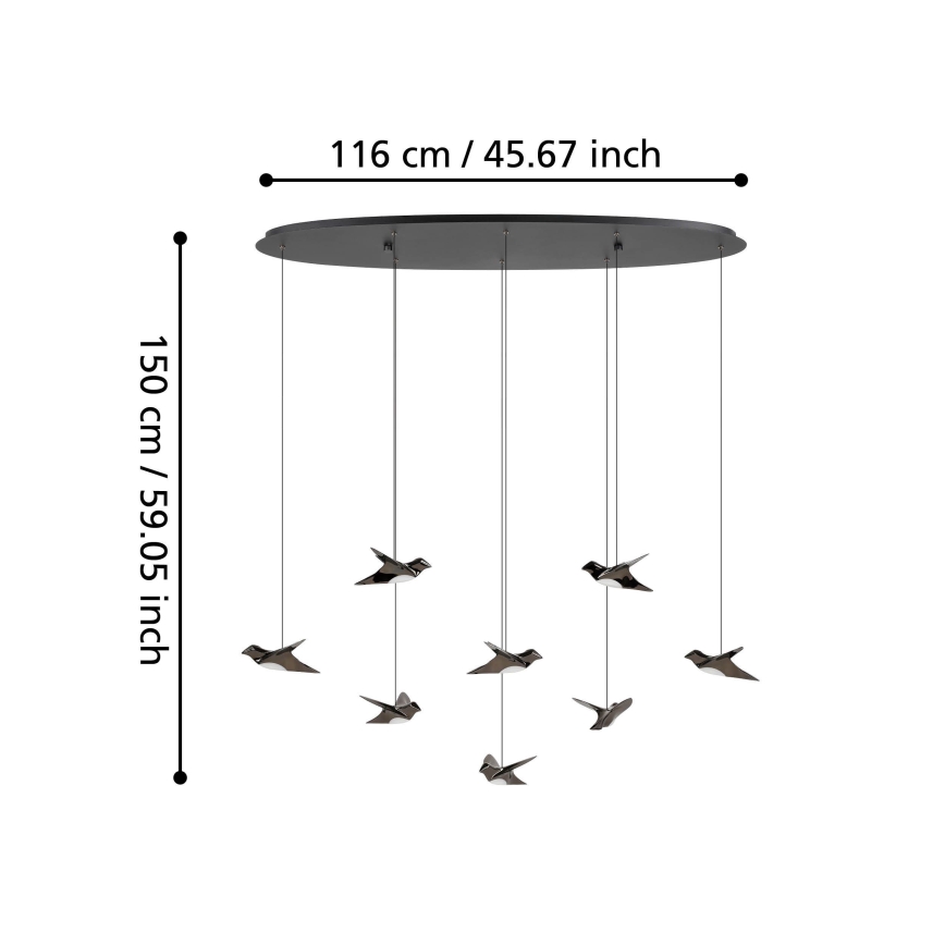 Eglo - LED Prigušivi luster na sajli 8xLED/4,2W/230V 3000K crna