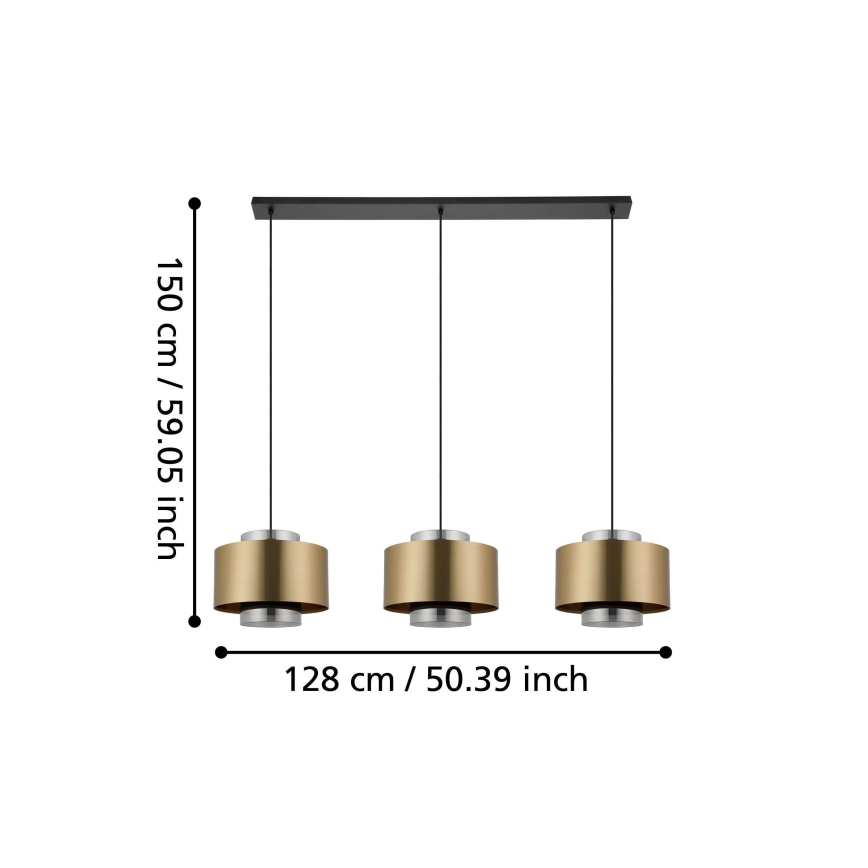 Eglo - Luster na sajli 3xE27/40W/230V zlatna