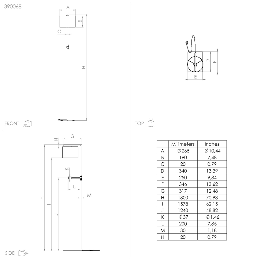 Eglo - LED Podna lampa 1xE27/40W/230V + LED/3,8W 3000K crna