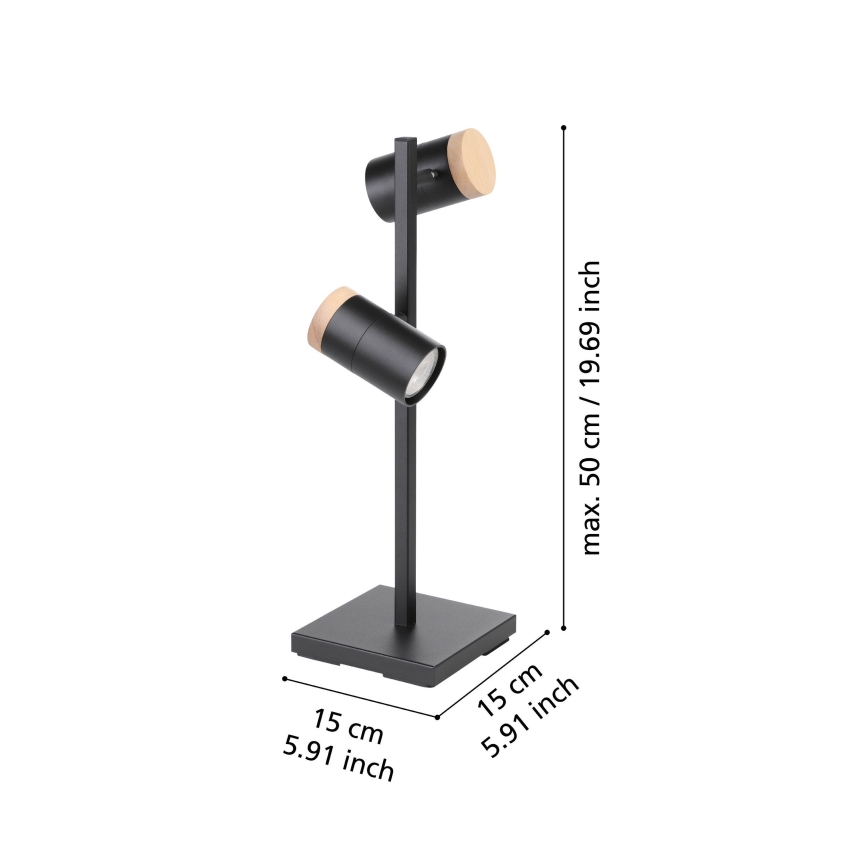 Eglo - LED Stolna lampa 2xGU10/4,5W/230V 3000K crna/smeđa