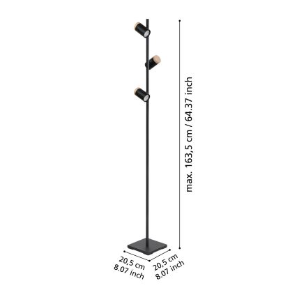 Eglo - LED Podna lampa 3xGU10/4,5W/230V 3000K crna/smeđa