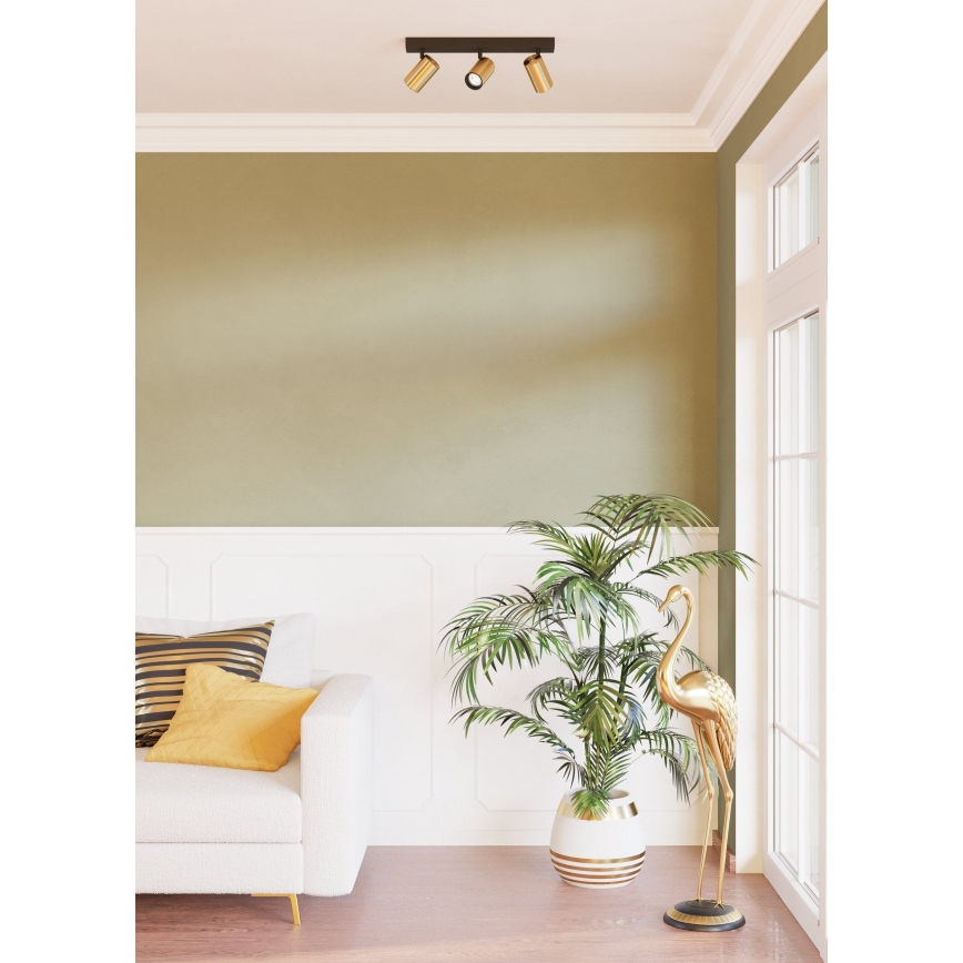 Eglo - LED Reflektorska svjetiljka 3xGU10/4,5W/230V 3000K crna/zlatna