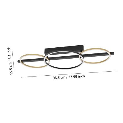 Eglo - LED Prigušivi nadgradni luster 2xLED/12,5W/230V + LED/15,5W 3000K crna