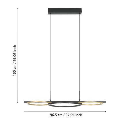 Eglo - LED Prigušivi luster na sajli 2xLED/12,5W/230V + LED/15,5W 3000K crna