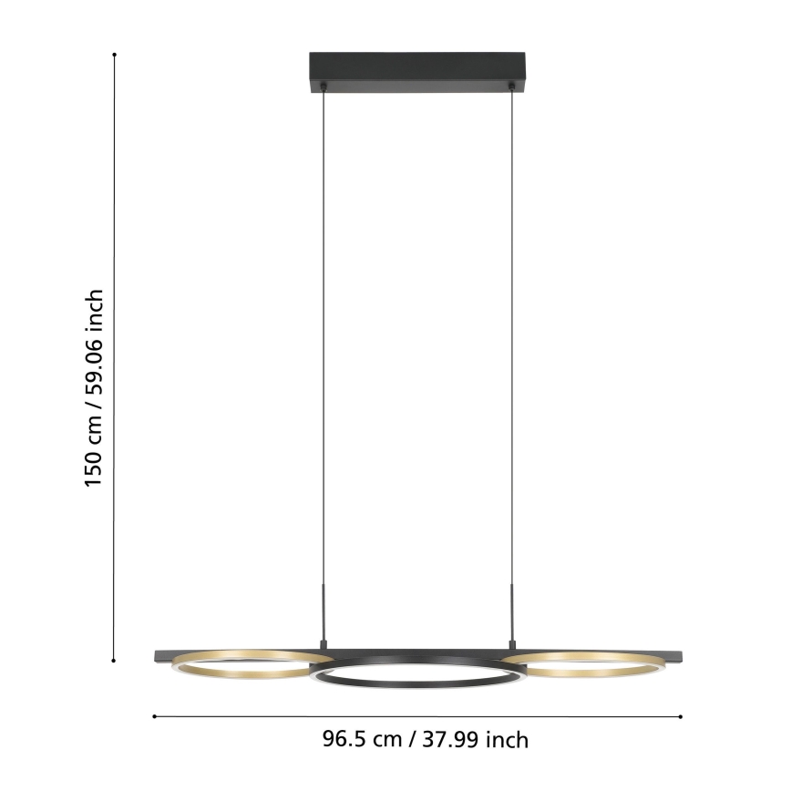 Eglo - LED Prigušivi luster na sajli 2xLED/12,5W/230V + LED/15,5W 3000K crna