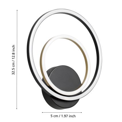 Eglo - LED Zidna svjetiljka LED/12W/230V 3000K + 4xLED/2,1W 3000K crna