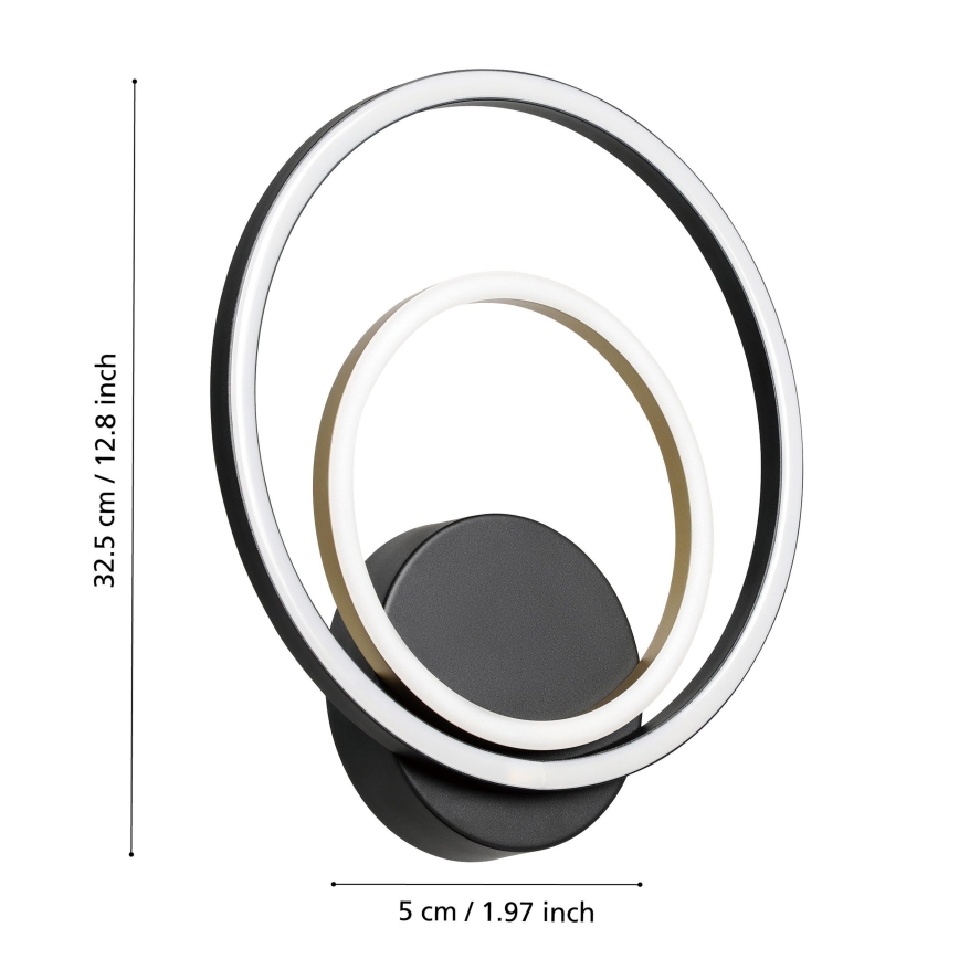Eglo - LED Zidna svjetiljka LED/12W/230V 3000K + 4xLED/2,1W 3000K crna