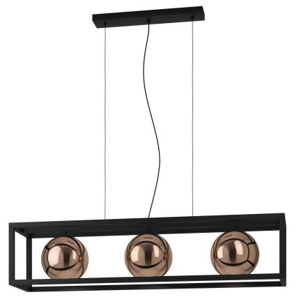 Eglo - Luster na sajli 3xE27/40W/230V bakrena/crna