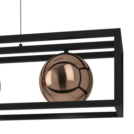 Eglo - Luster na sajli 3xE27/40W/230V bakrena/crna