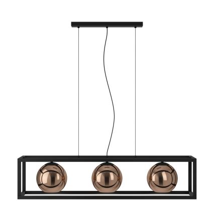 Eglo - Luster na sajli 3xE27/40W/230V bakrena/crna