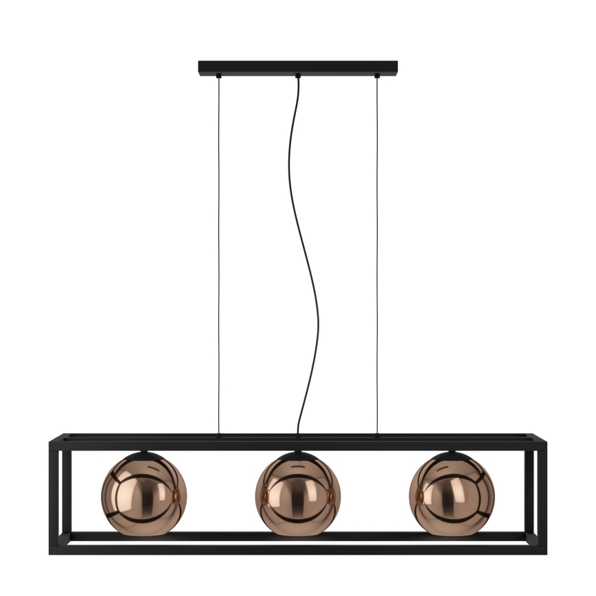 Eglo - Luster na sajli 3xE27/40W/230V bakrena/crna