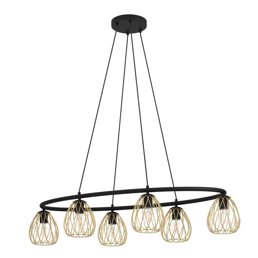 Eglo - Luster na sajli 6xE27/40W/230V crna/zlatna