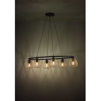 Eglo - Luster na sajli 6xE27/40W/230V crna/zlatna
