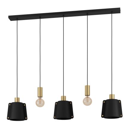 Eglo - Luster na sajli 5xE27/40W/230V crna/zlatna