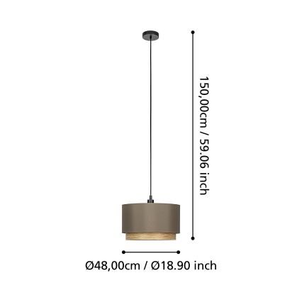 Eglo - Luster na sajli 1xE27/40W/230V smeđa