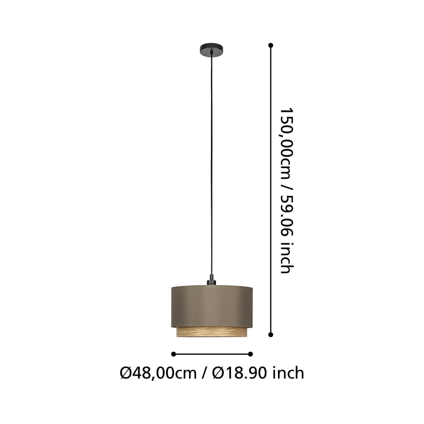Eglo - Luster na sajli 1xE27/40W/230V smeđa