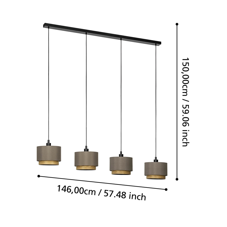 Eglo - Luster na sajli 4xE27/40W/230V smeđa