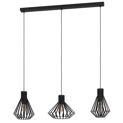 Eglo - Luster na sajli 3xE27/40W/230V crna