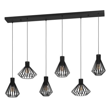 Eglo - Luster na sajli 6xE27/40W/230V crna