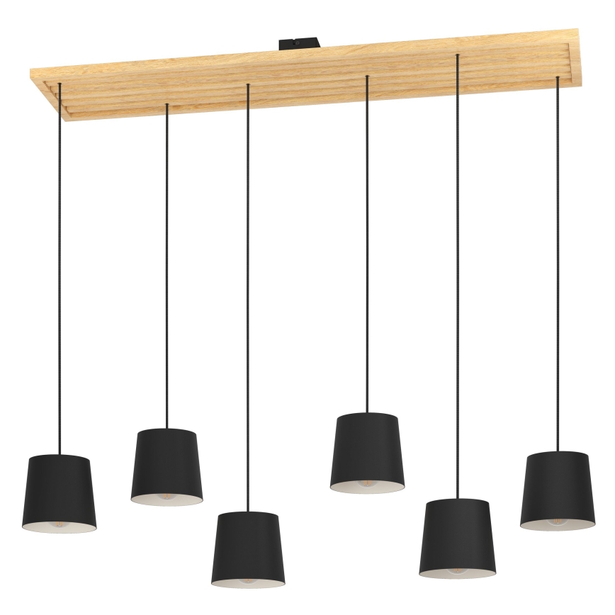 Eglo - Luster na sajli 6xE27/40W/230V crna/smeđa