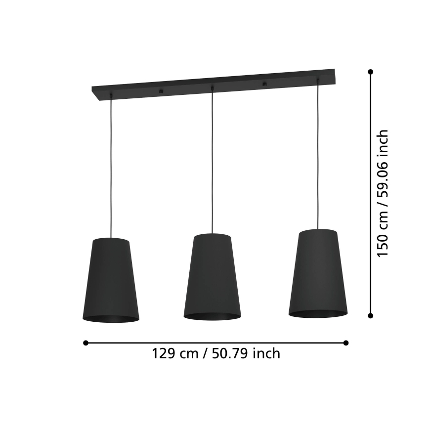 Eglo - Luster na sajli 3xE27/40W/230V crna