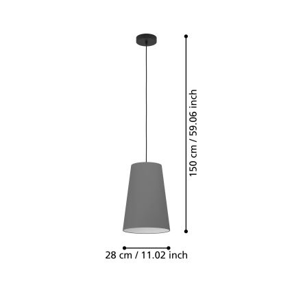 Eglo - Luster na sajli 1xE27/40W/230V siva